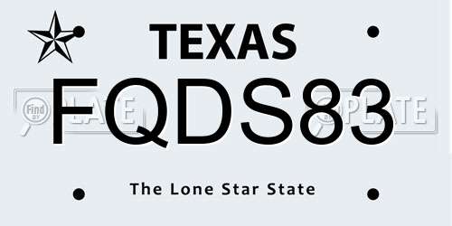 FQDS83 Texas License Plate