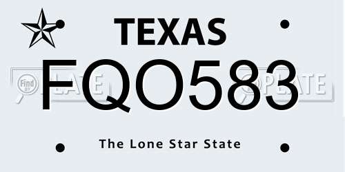 FQO583 Texas License Plate