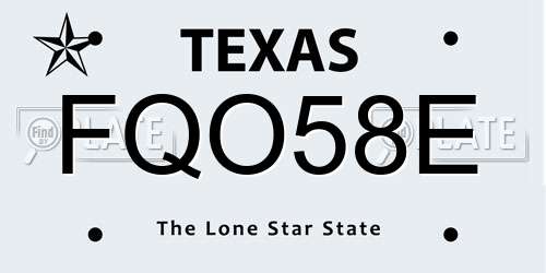 FQO58E Texas License Plate