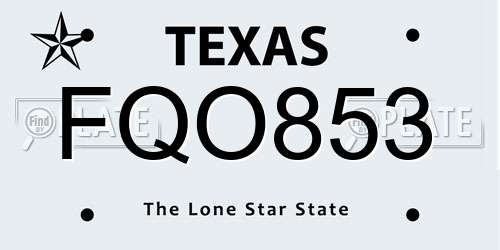 FQO853 Texas License Plate