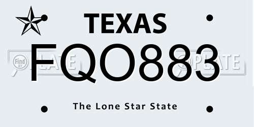 FQO883 Texas License Plate