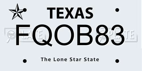 FQOB83 Texas License Plate