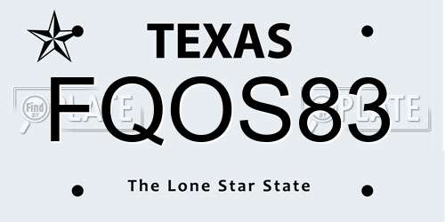FQOS83 Texas License Plate