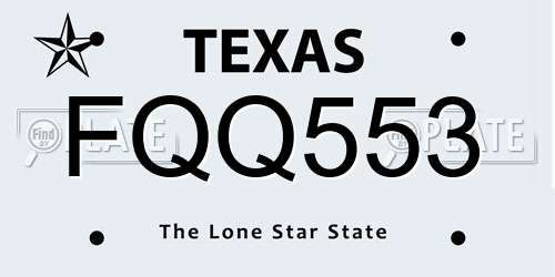FQQ553 Texas License Plate