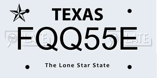 FQQ55E Texas License Plate