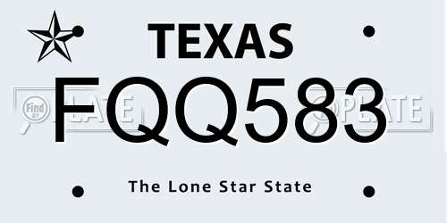 FQQ583 Texas License Plate