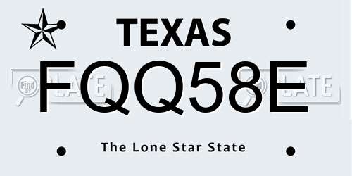 FQQ58E Texas License Plate