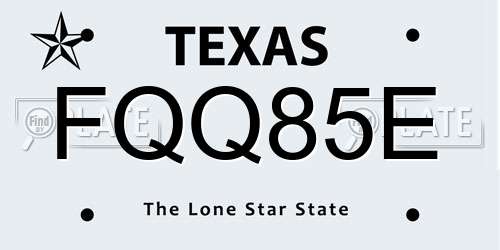 FQQ85E Texas License Plate