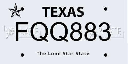 FQQ883 Texas License Plate
