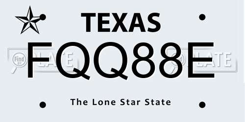 FQQ88E Texas License Plate