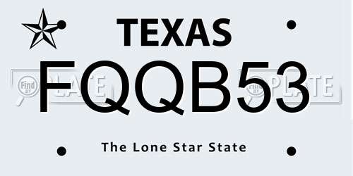 FQQB53 Texas License Plate