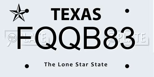 FQQB83 Texas License Plate