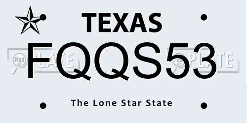 FQQS53 Texas License Plate