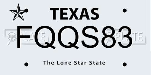 FQQS83 Texas License Plate