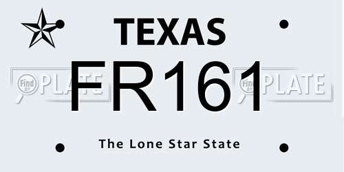 FR161 Texas License Plate