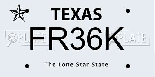 FR36K Texas License Plate