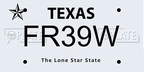 FR39W Texas License Plate