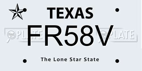 FR58V Texas License Plate