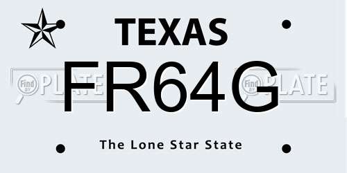 FR64G Texas License Plate
