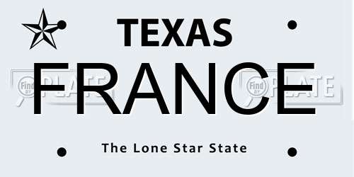 FRANCE Texas License Plate