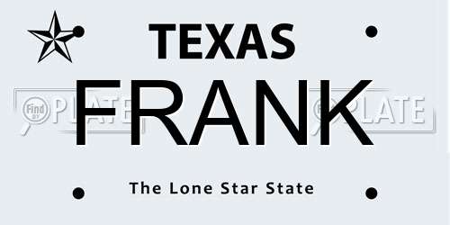 FRANK Texas License Plate