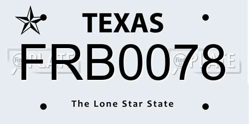 FRB0078 Texas License Plate