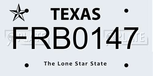 FRB0147 Texas License Plate