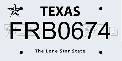 FRB0674 Texas License Plate