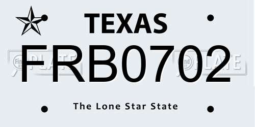 FRB0702 Texas License Plate