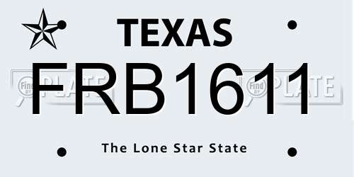FRB1611 Texas License Plate