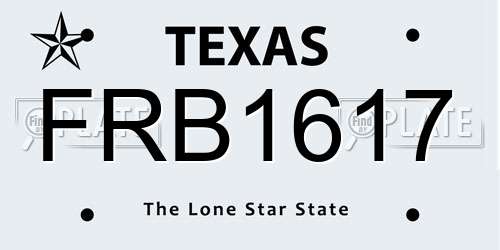 FRB1617 Texas License Plate
