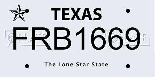 FRB1669 Texas License Plate