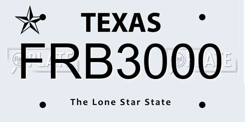 FRB3000 Texas License Plate
