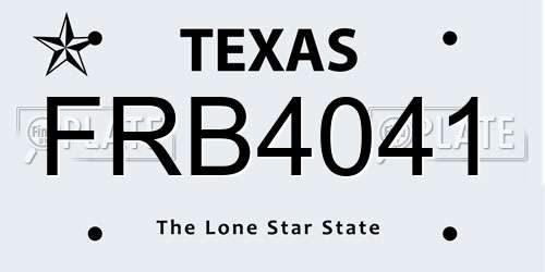 FRB4041 Texas License Plate