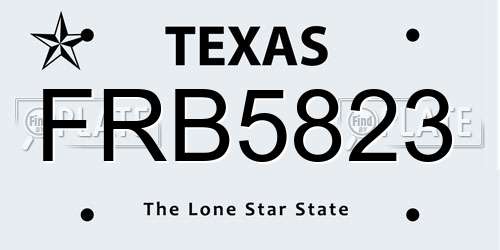 FRB5823 Texas License Plate