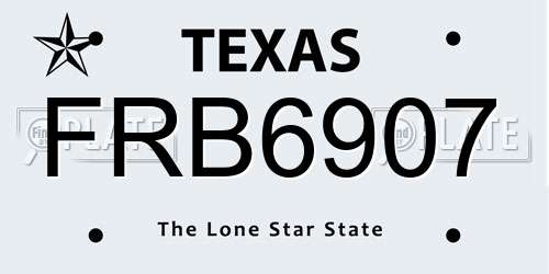 FRB6907 Texas License Plate