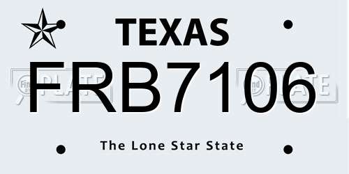 FRB7106 Texas License Plate