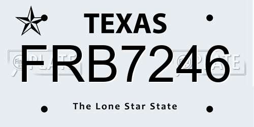 FRB7246 Texas License Plate