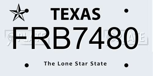 FRB7480 Texas License Plate