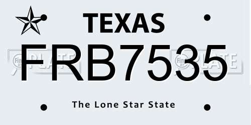 FRB7535 Texas License Plate