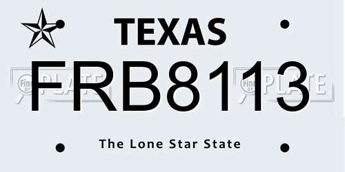 FRB8113 Texas License Plate