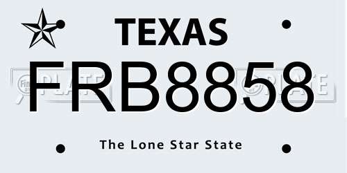 FRB8858 Texas License Plate