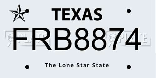 FRB8874 Texas License Plate