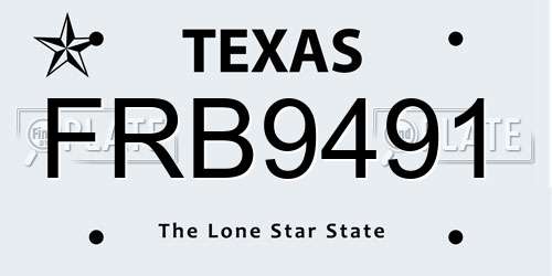 FRB9491 Texas License Plate