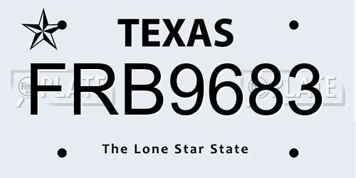 FRB9683 Texas License Plate