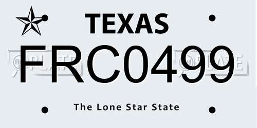 FRC0499 Texas License Plate