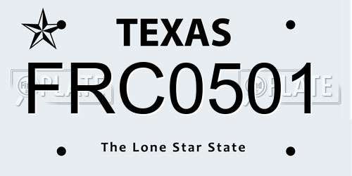 FRC0501 Texas License Plate
