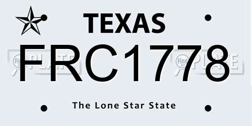 FRC1778 Texas License Plate