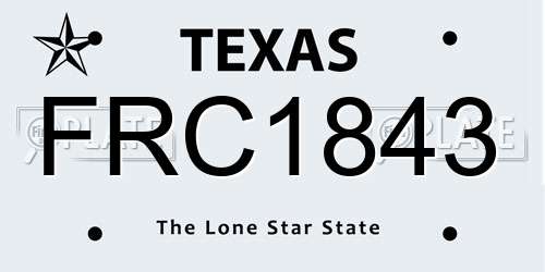 FRC1843 Texas License Plate