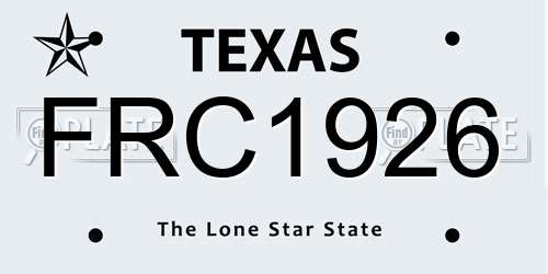 FRC1926 Texas License Plate